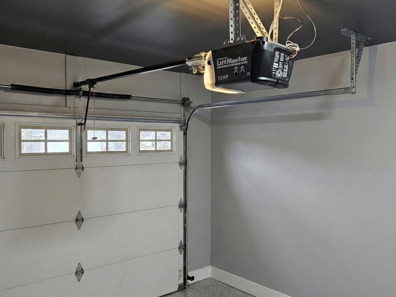 Garage door opener above a closed garage door, article cover image